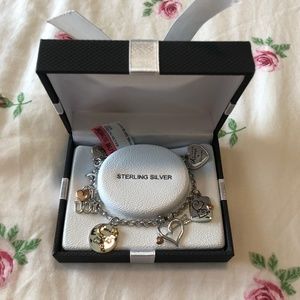 JCPenney Tri-Tone Sterling Silver Love Heart Charm Bracelet